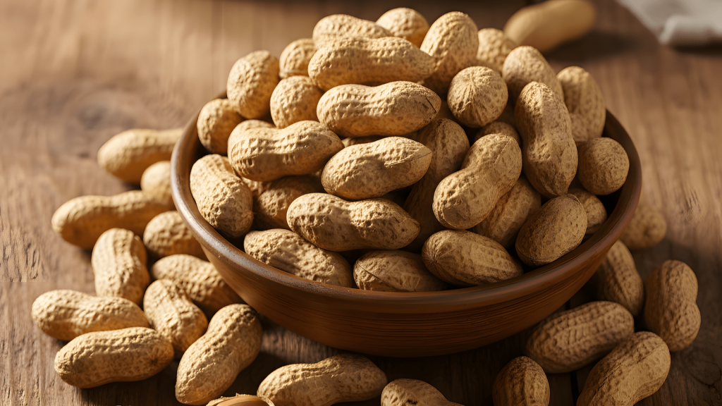 Bowl of healthy roasted peanuts showing nutritional benefits